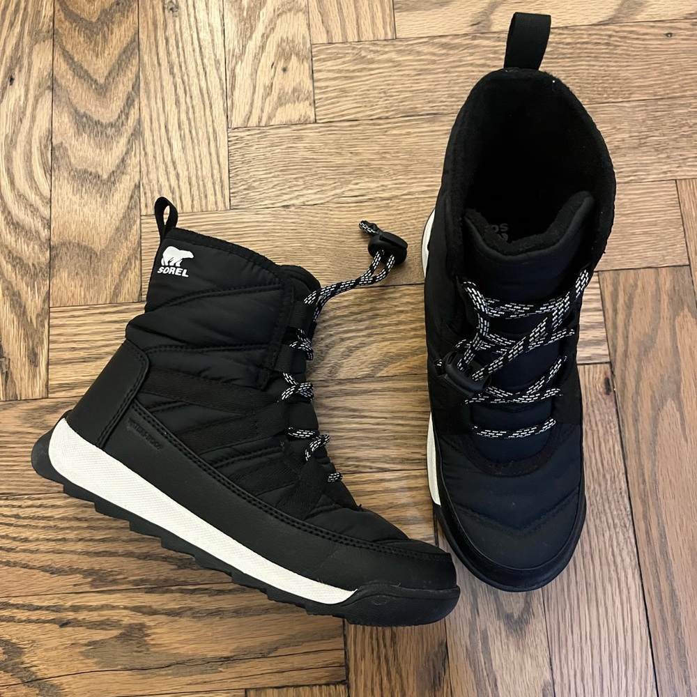 Sorel Boys Black and White Snow Boots